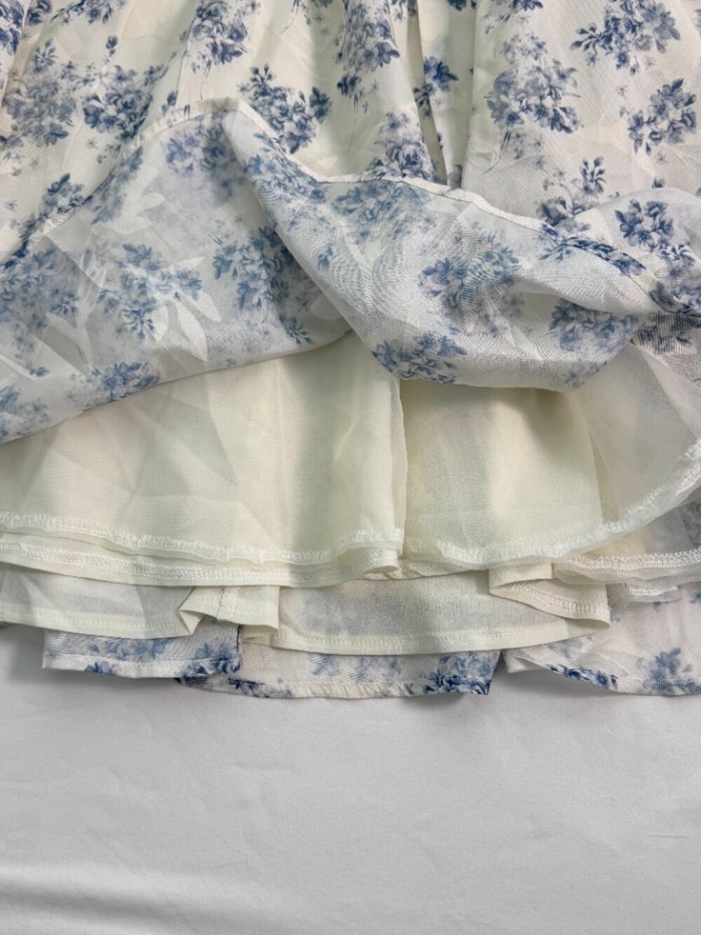 Selfie Leslie Strapless Babydoll Mini Dress Blue Floral XS NWT Cottagecore - Picture 9 of 13
